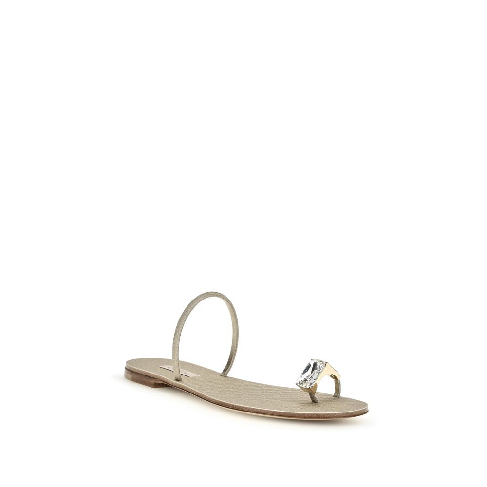 Gold Calf Leather Bos Taurus Flat Sandals