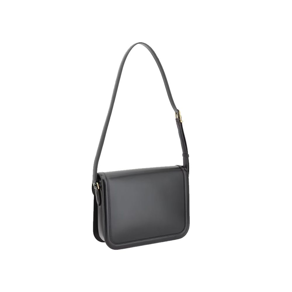 Black Calfskin Shoulder Bag