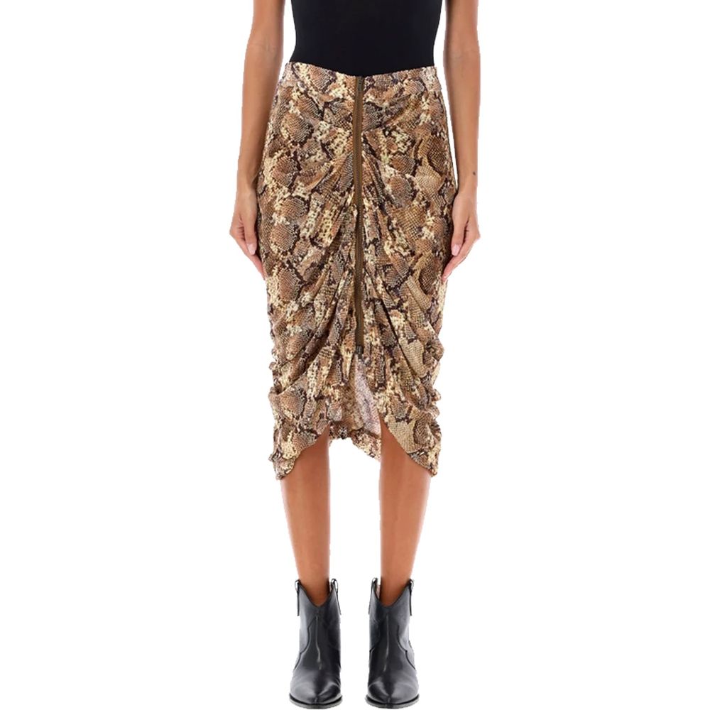 Beige Silk Midi Skirt