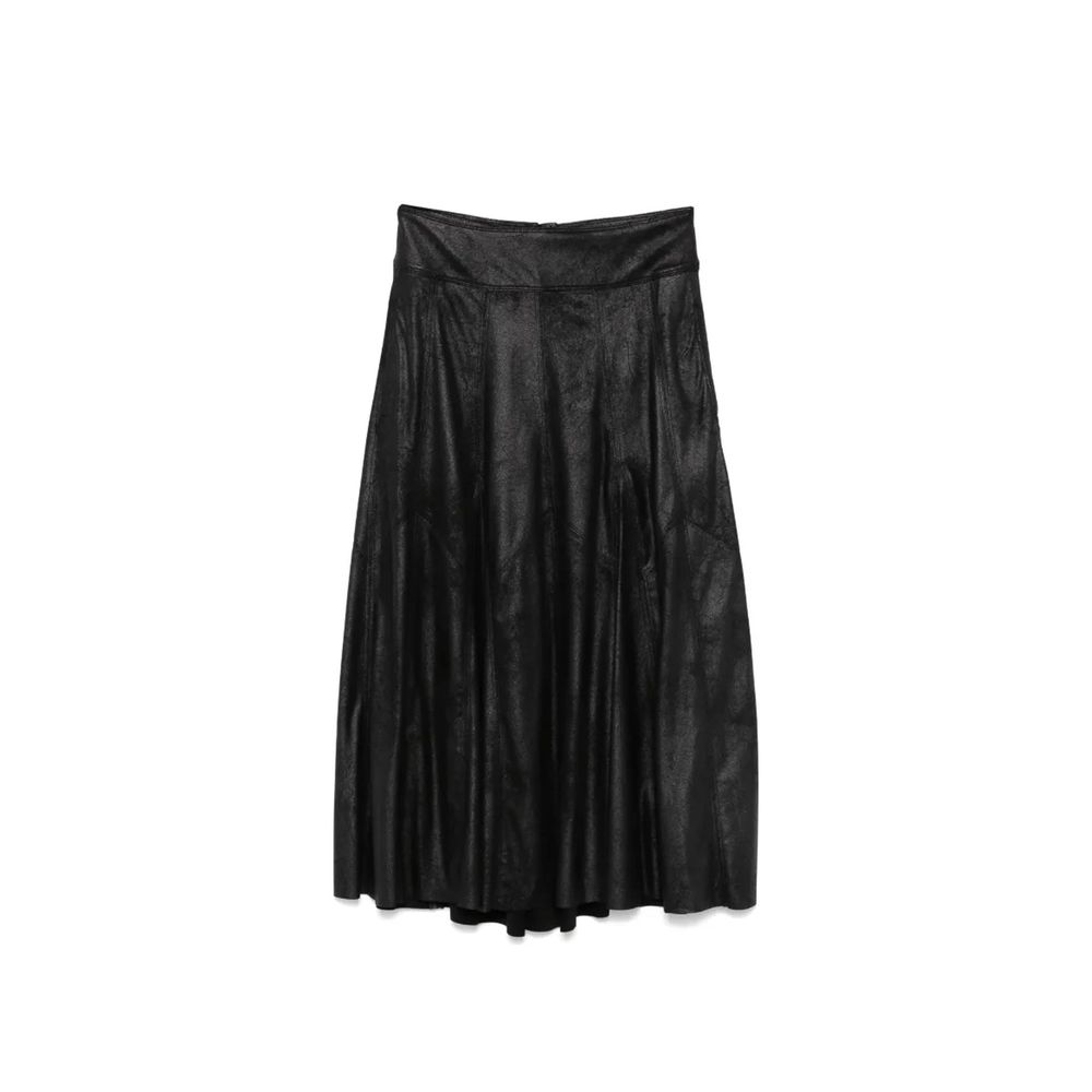 Black Elastane Long Skirt