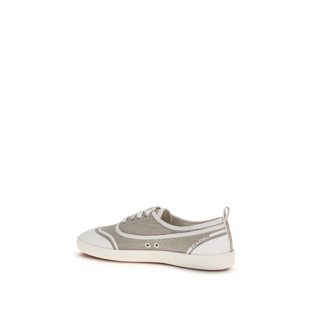 Beige Cotton Low Top Sneakers