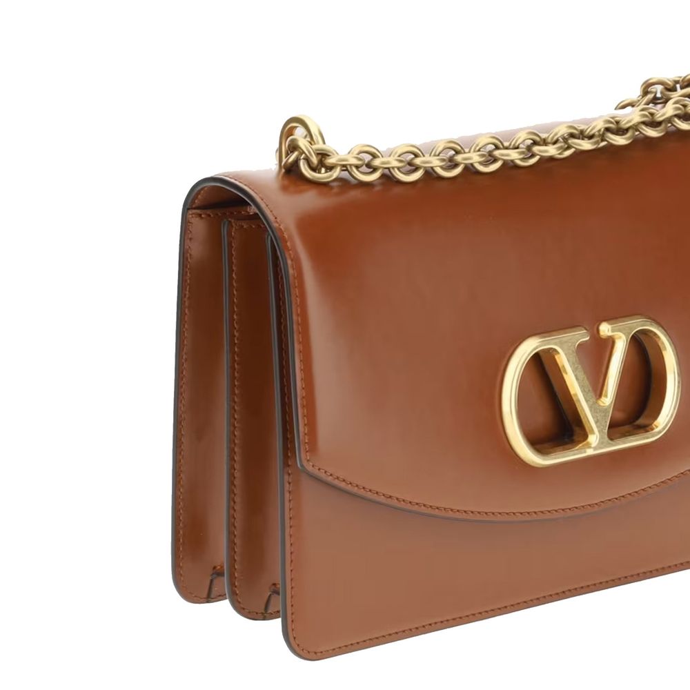 Brown Calfskin Shoulder Bag