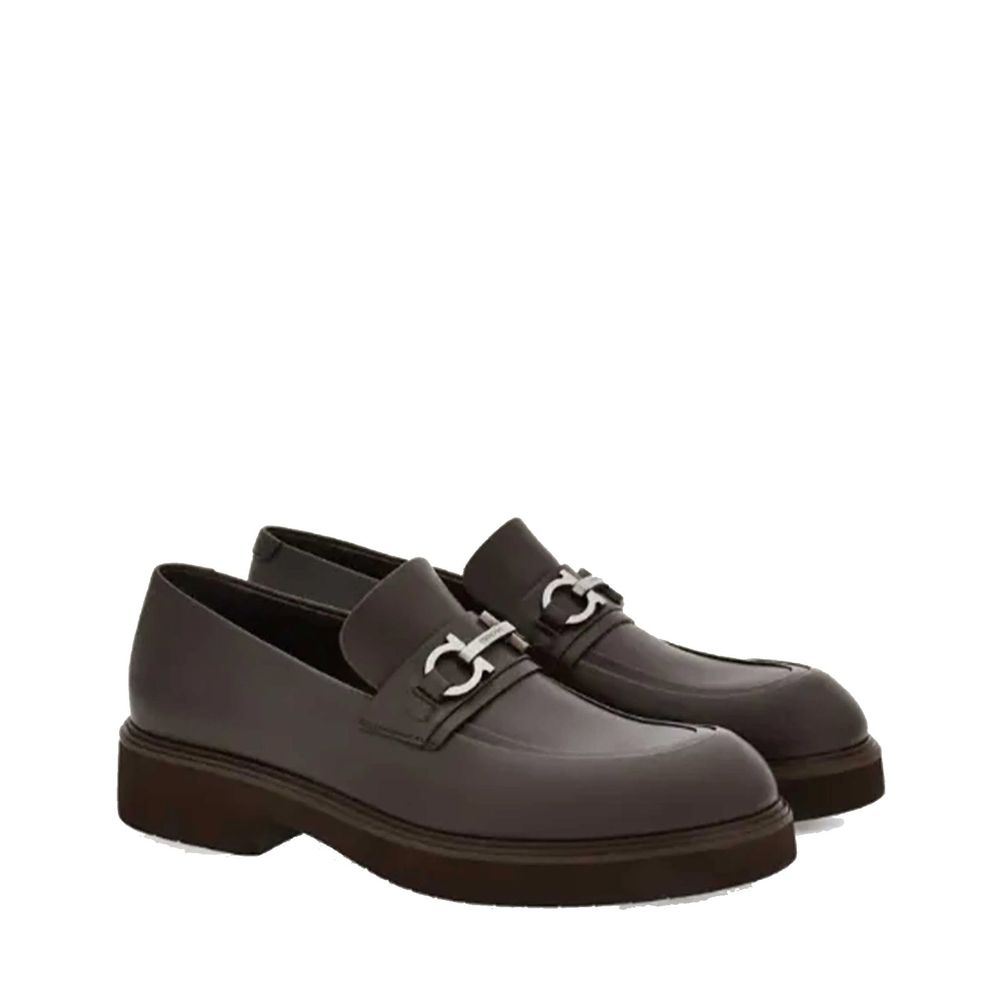 Brown Calfskin Platform Loafers