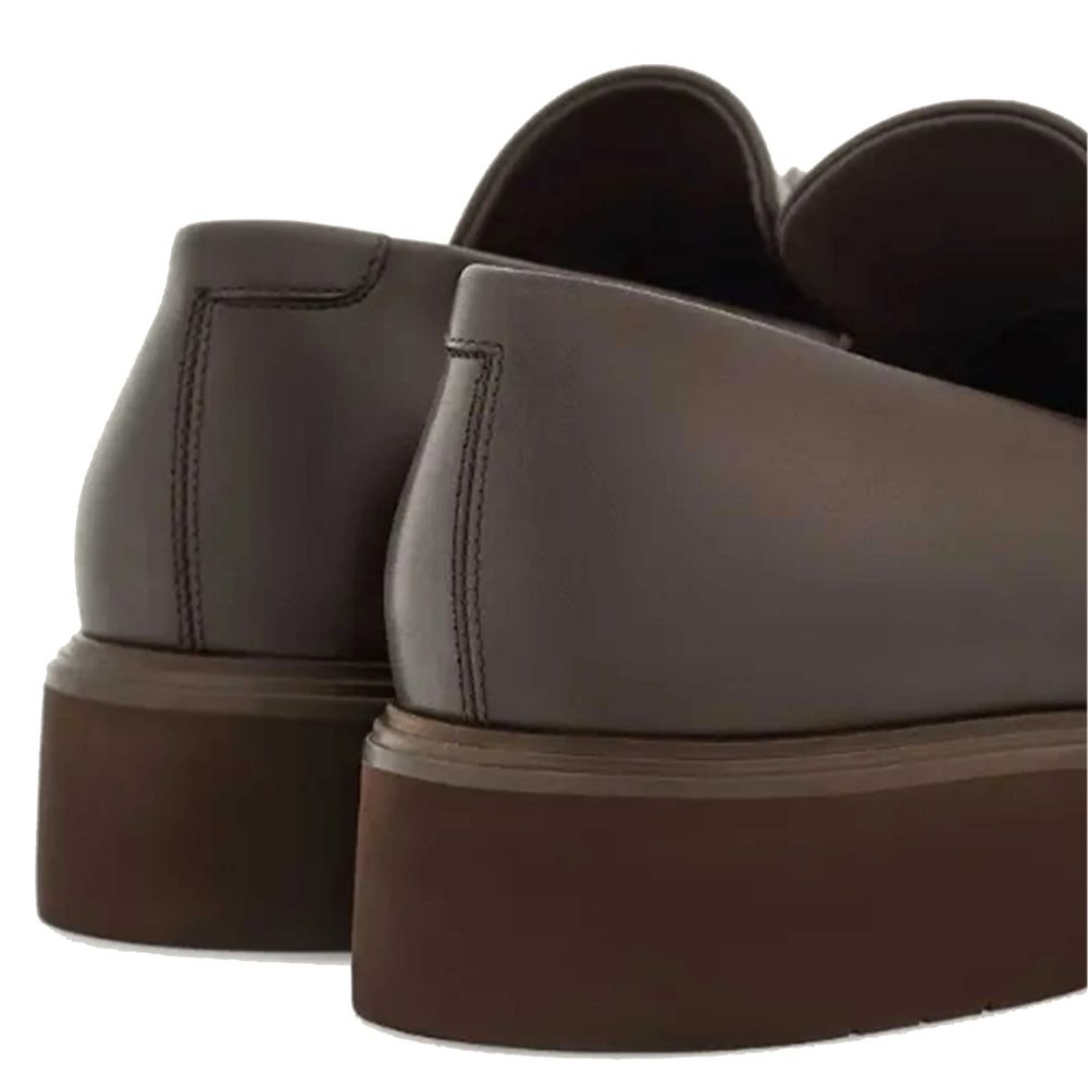 Brown Calfskin Platform Loafers