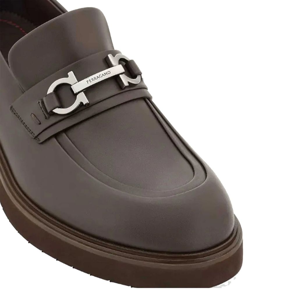 Brown Calfskin Platform Loafers