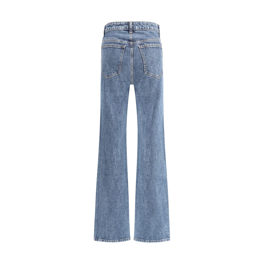 Blue Cotton Flared Jeans