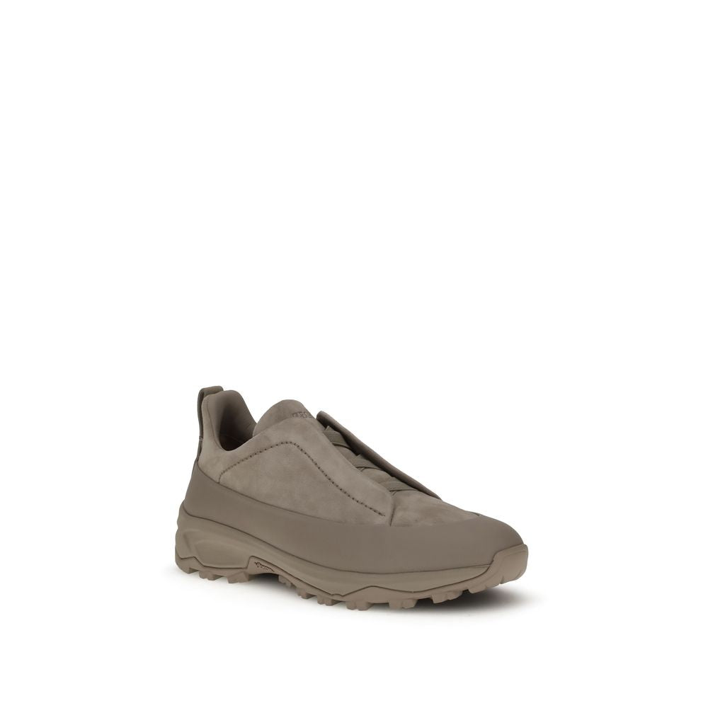 Beige Calf Leather Bos Taurus Athletic Sneakers
