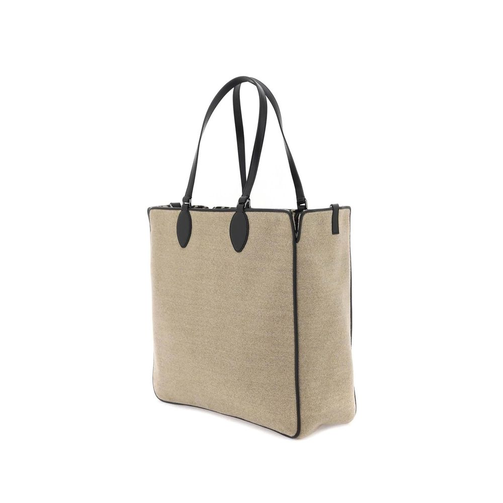 Beige Wool Tote Bag