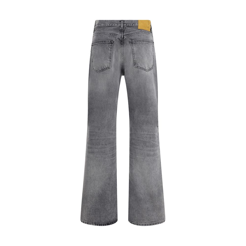 Black Cotton Straight-Leg Jeans