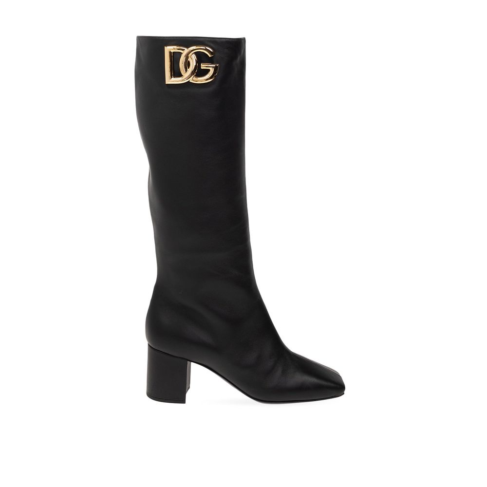 Black Calfskin High Heel Boots