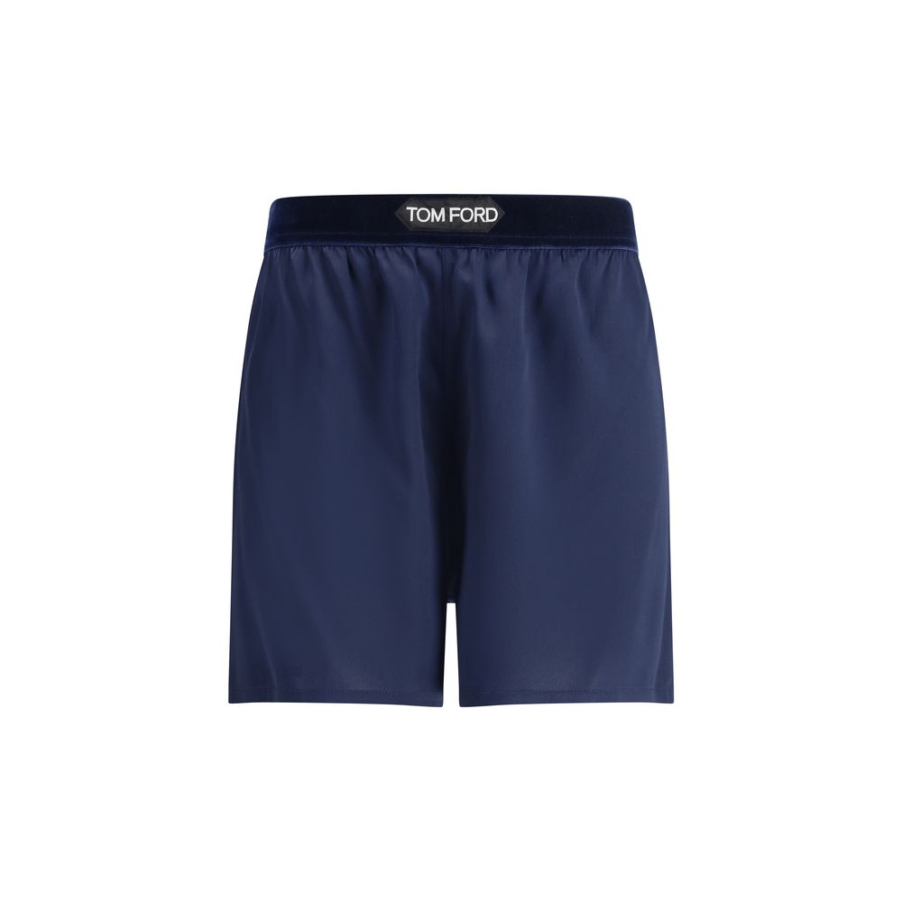Blue Silk Bermuda Shorts