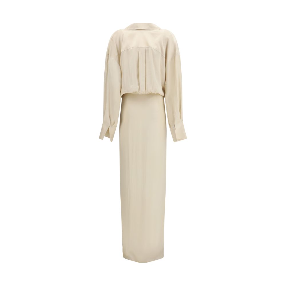 Cream Viscose Casual Dress