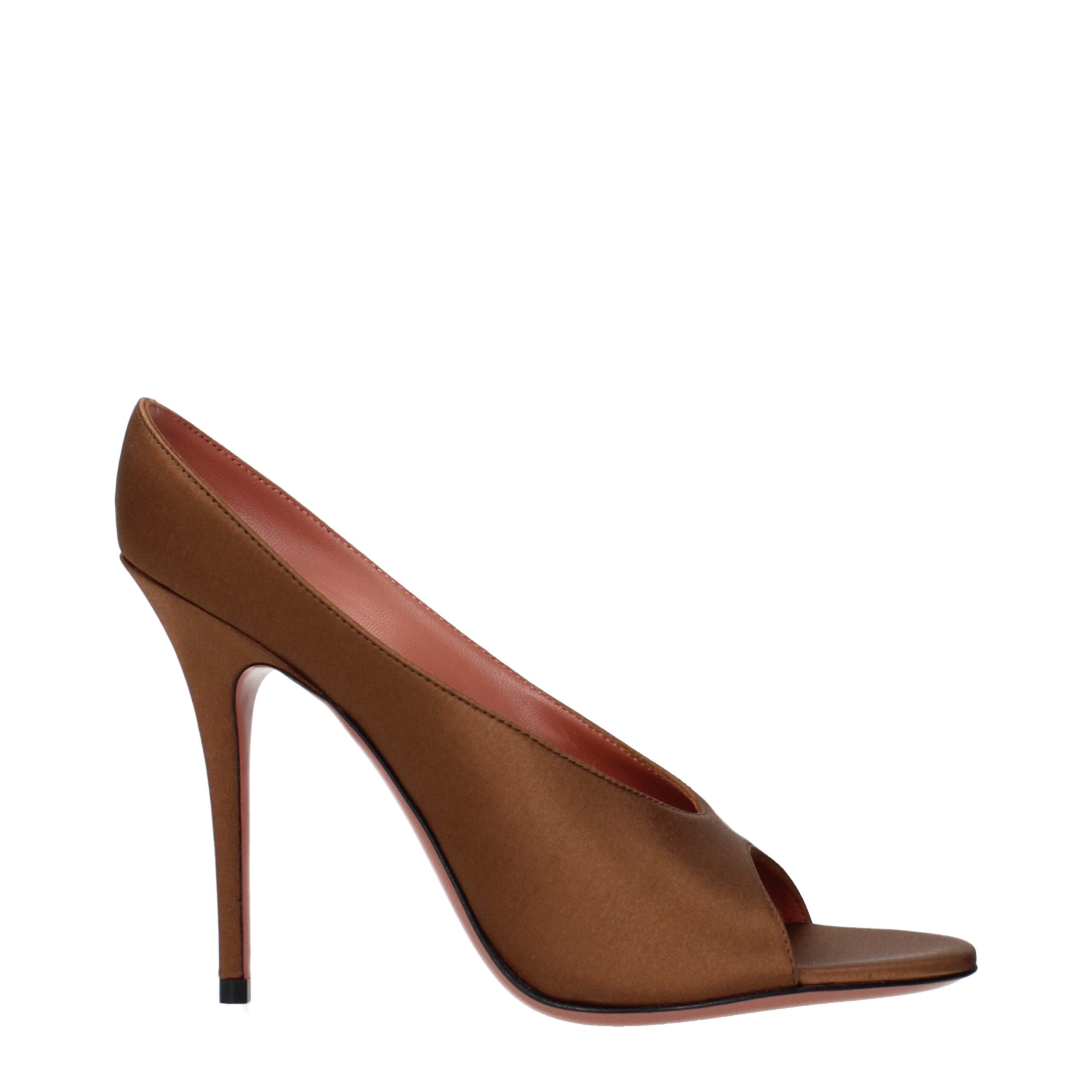 Brown Satin High Heel Pumps