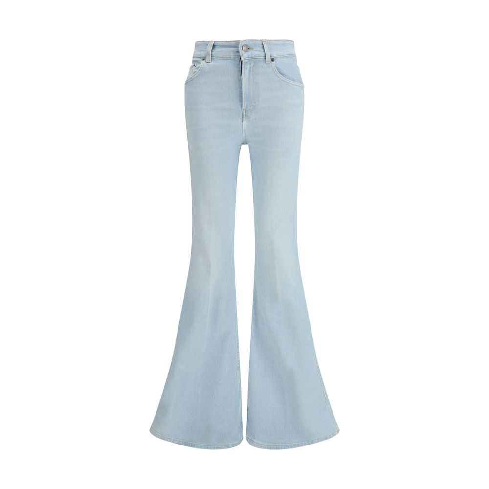 Light Blue Cotton Flared Jeans