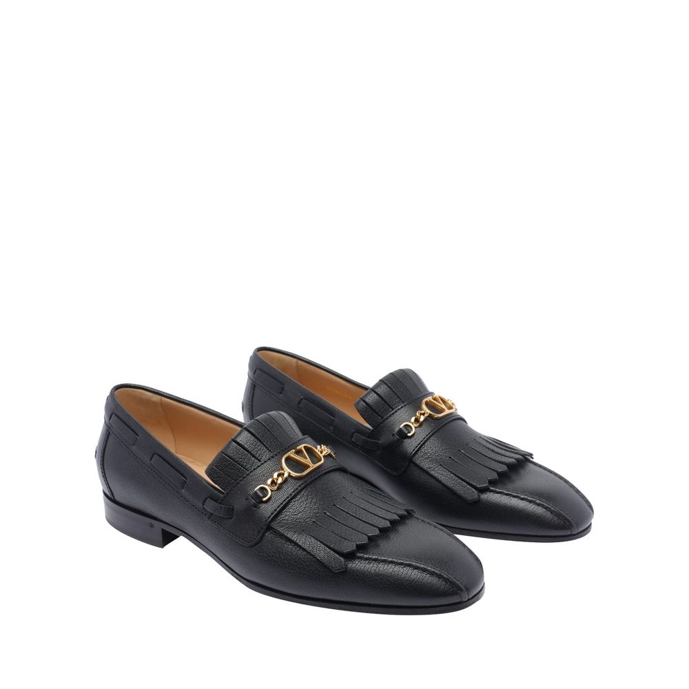 Black Leather Slip-On Loafers