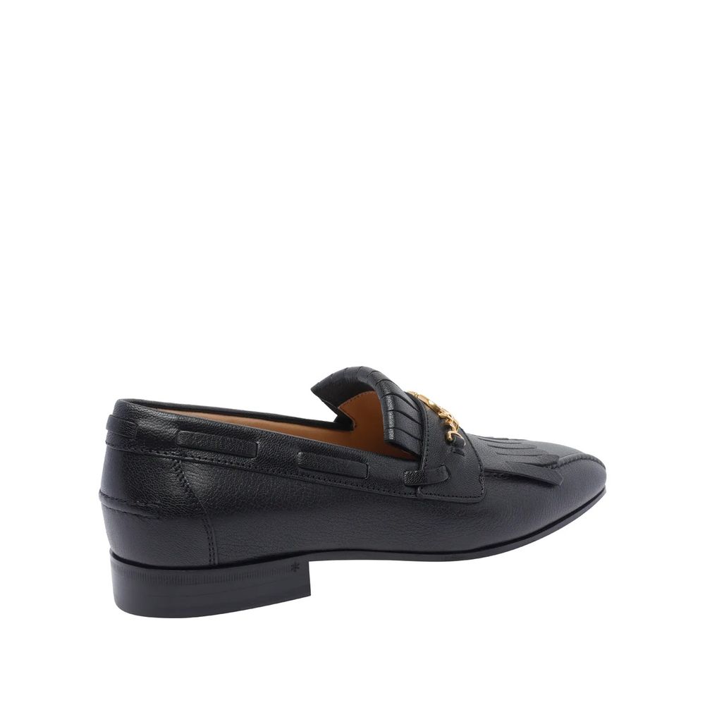 Black Leather Slip-On Loafers