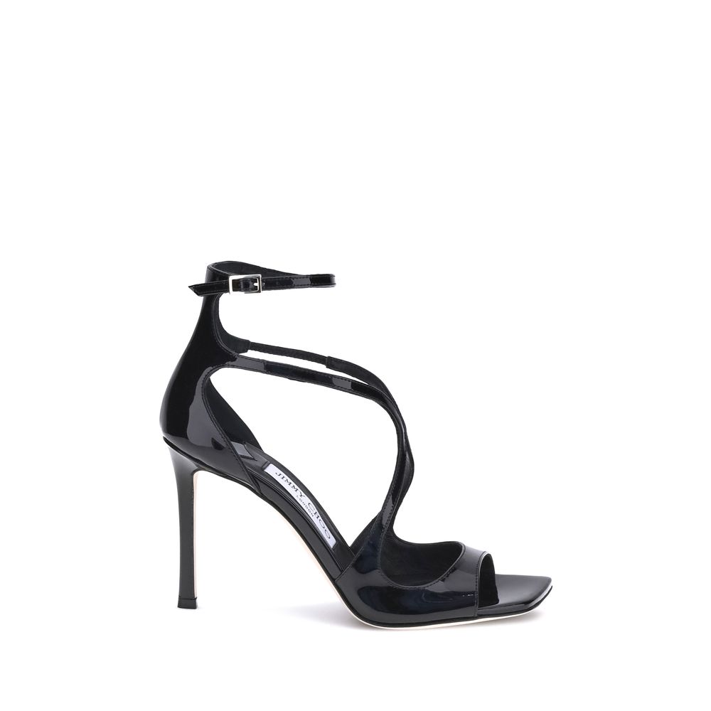 Black Calf Leather Bos Taurus Stiletto Heel Sandals