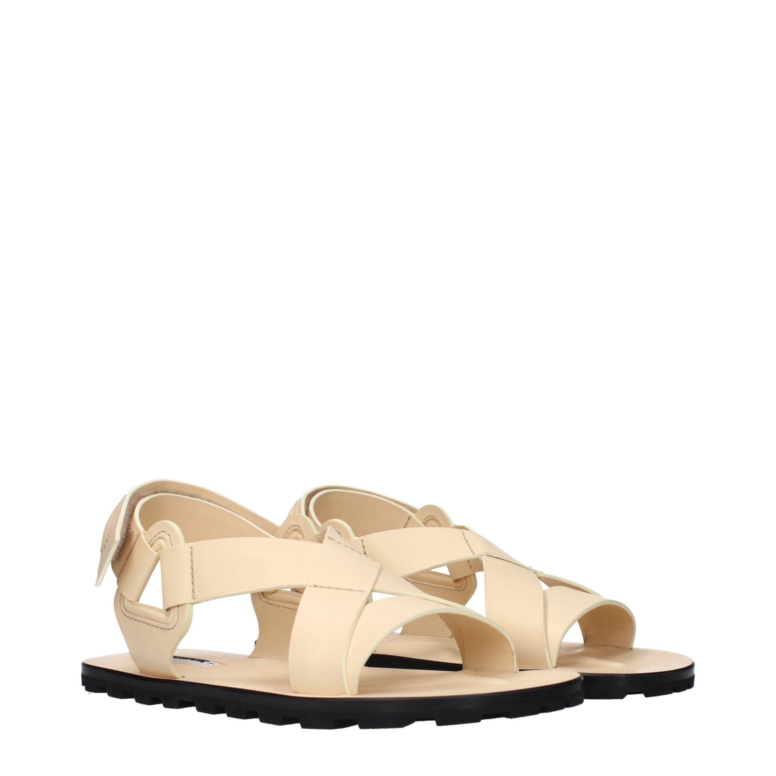 Beige Leather Strap-On Sandals