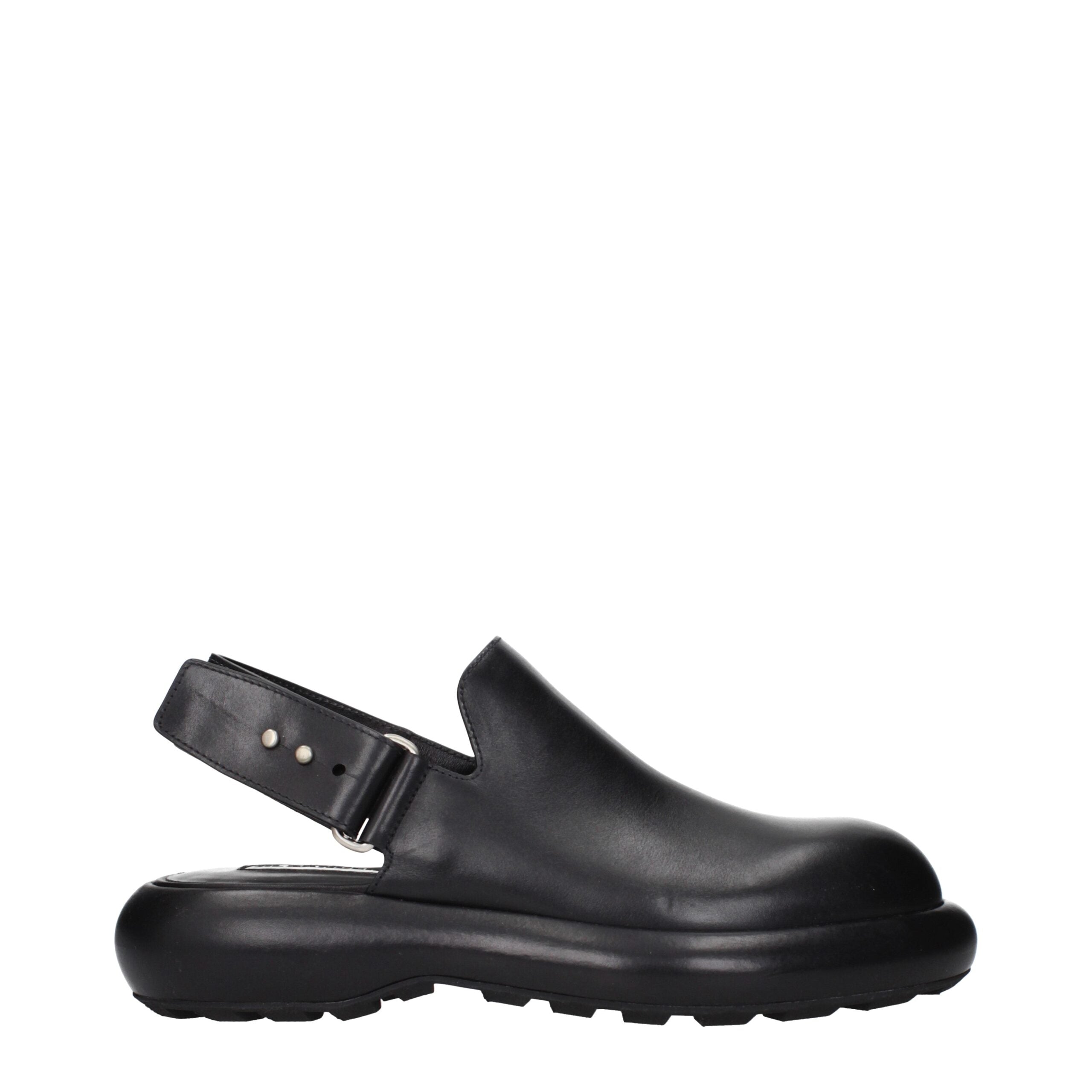 Black Leather Clogs