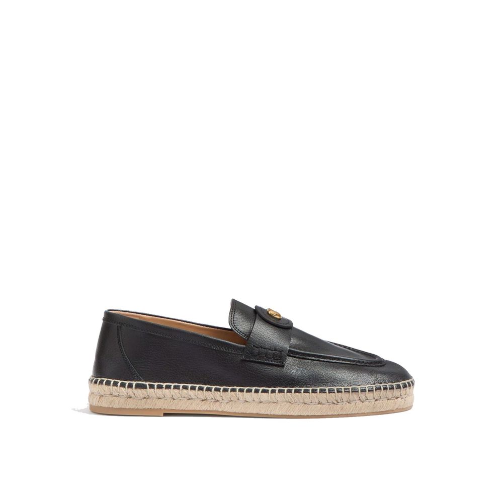 Black Leather Espadrilles