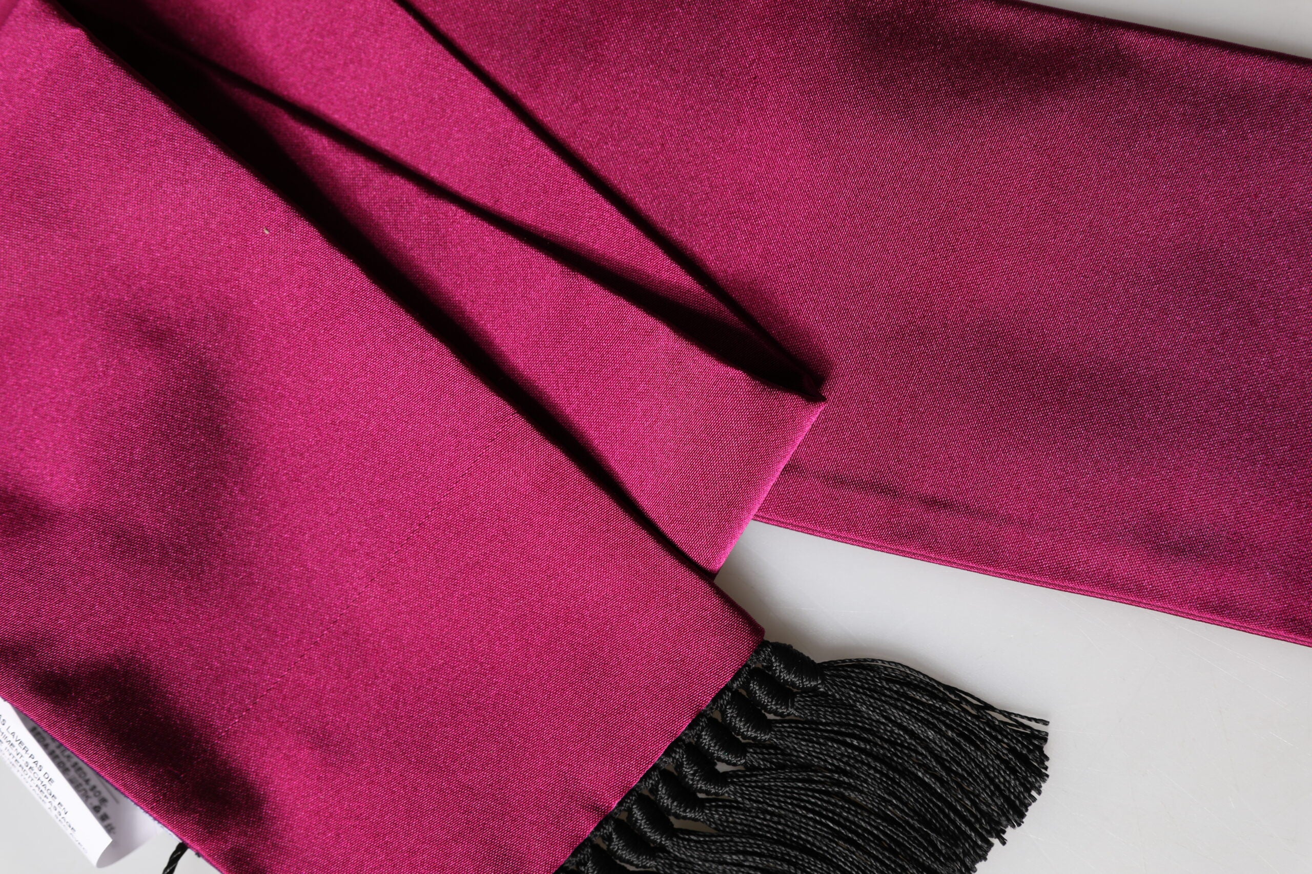 Burgundy Silk Fringe Neck Wrap Foulard 160.5cm x 8cm  Scarf