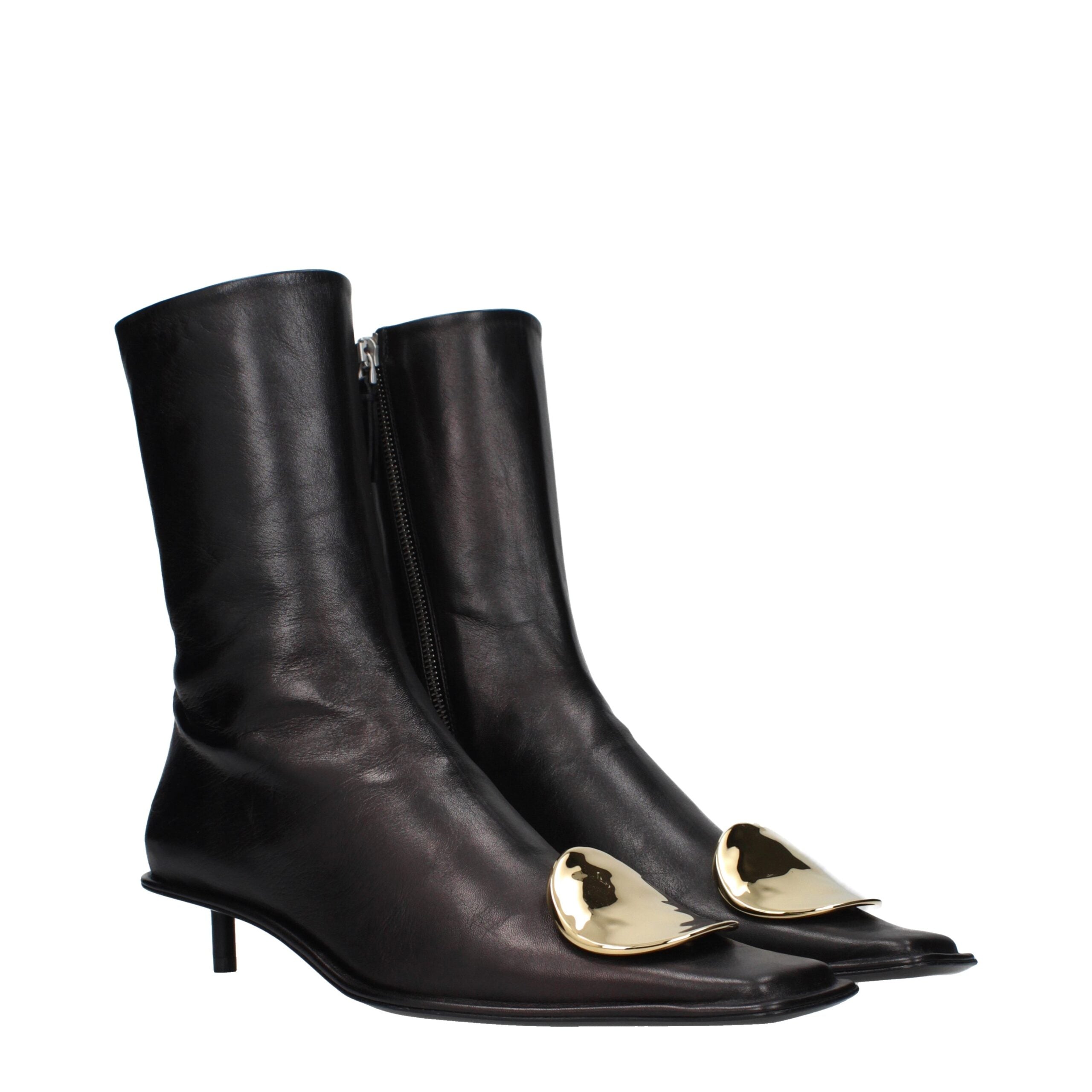 Black Leather Ankle Boots