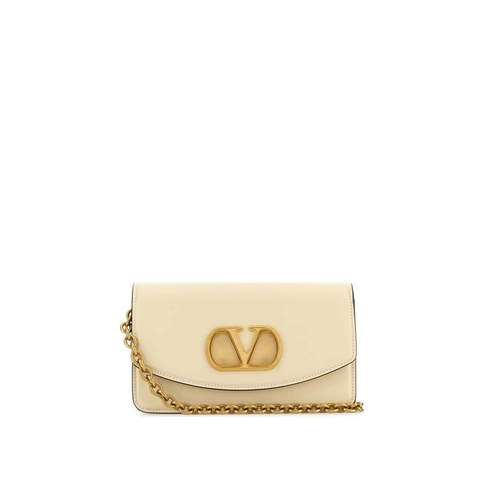 Beige Leather Clutch Bag