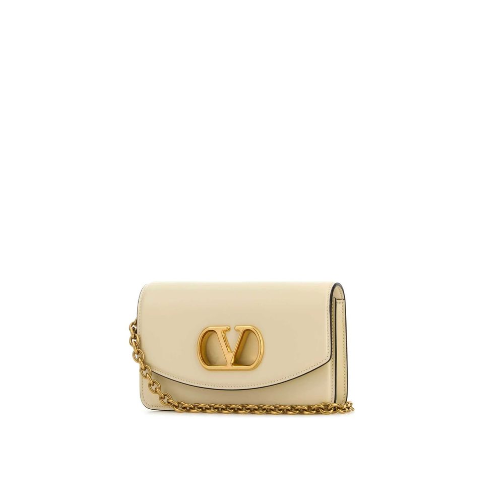 Beige Leather Clutch Bag