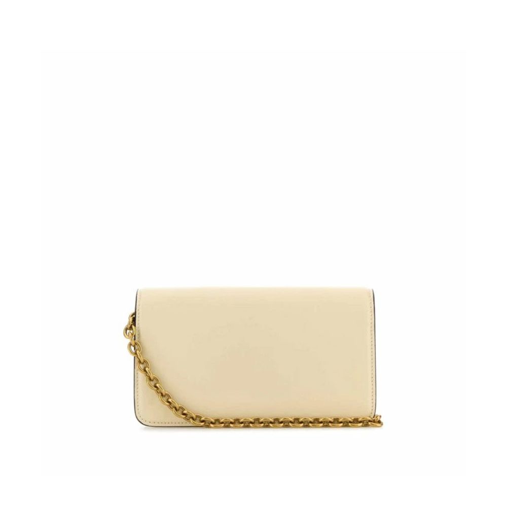 Beige Leather Clutch Bag