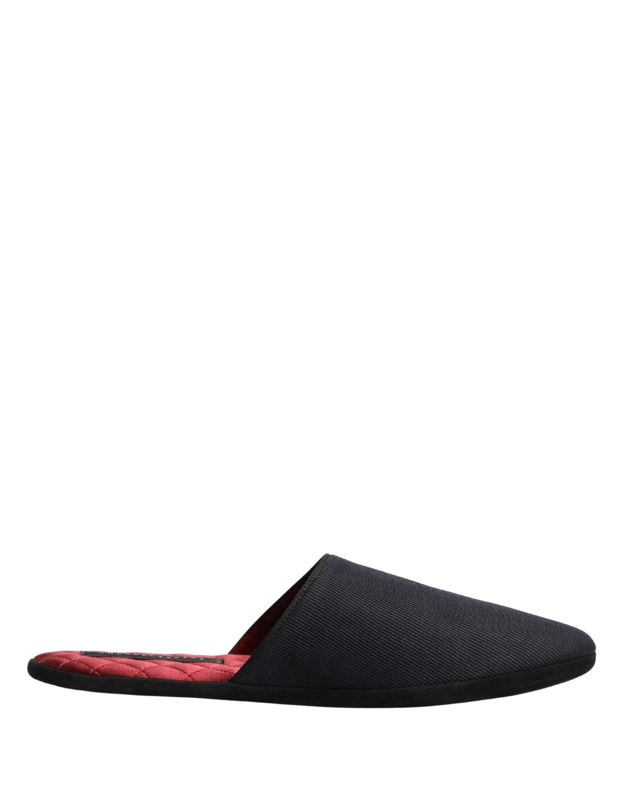 Dark Navy Wool Cotton Red Chevron Slippers Shoes