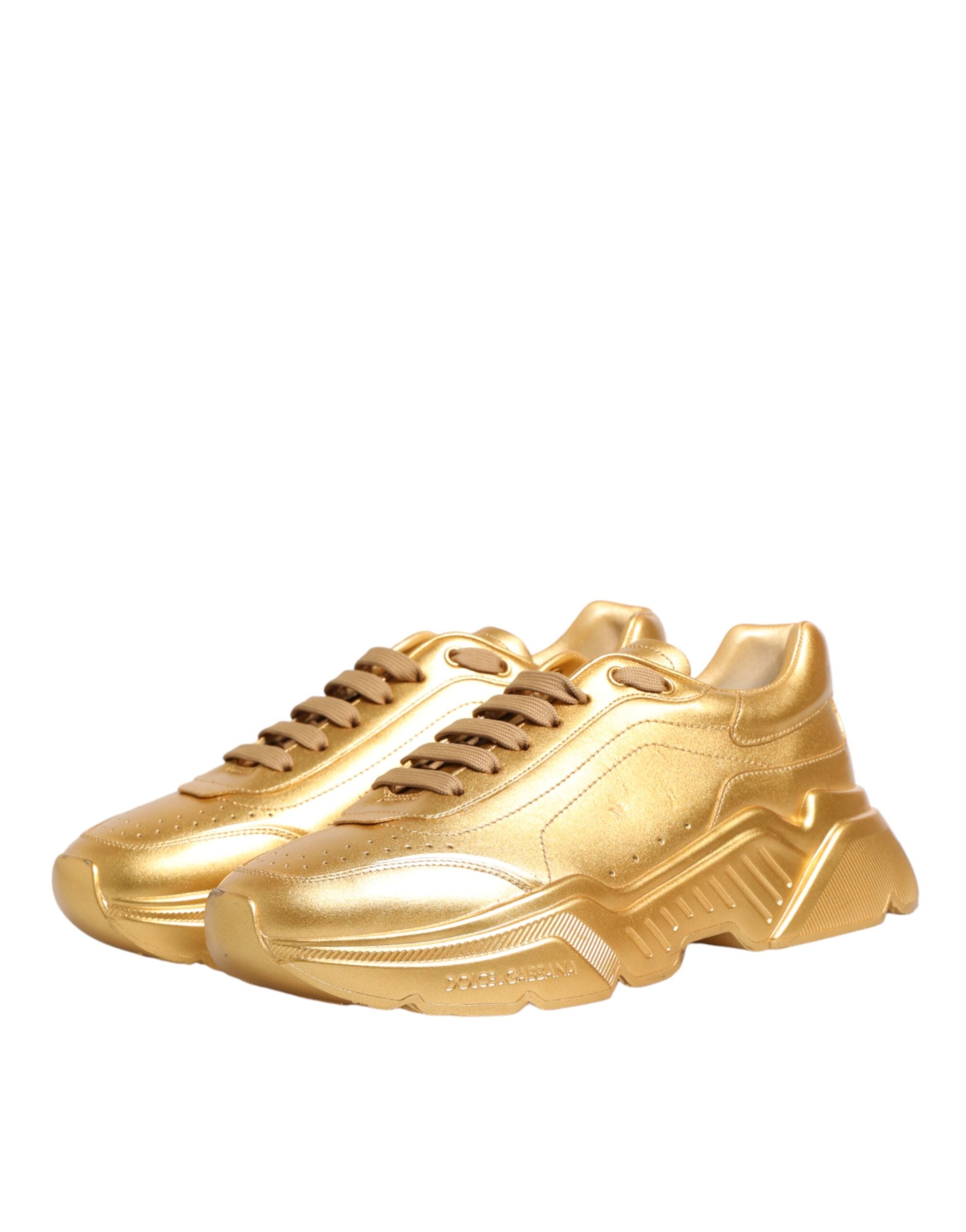 Gold Leather Daymaster Chunky Sneakers Shoes