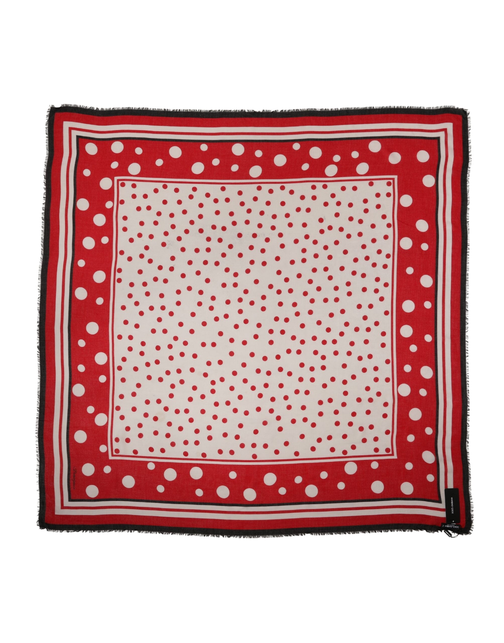 Red Polka Dot Print Square Stole 130cm x 130cm Scarf