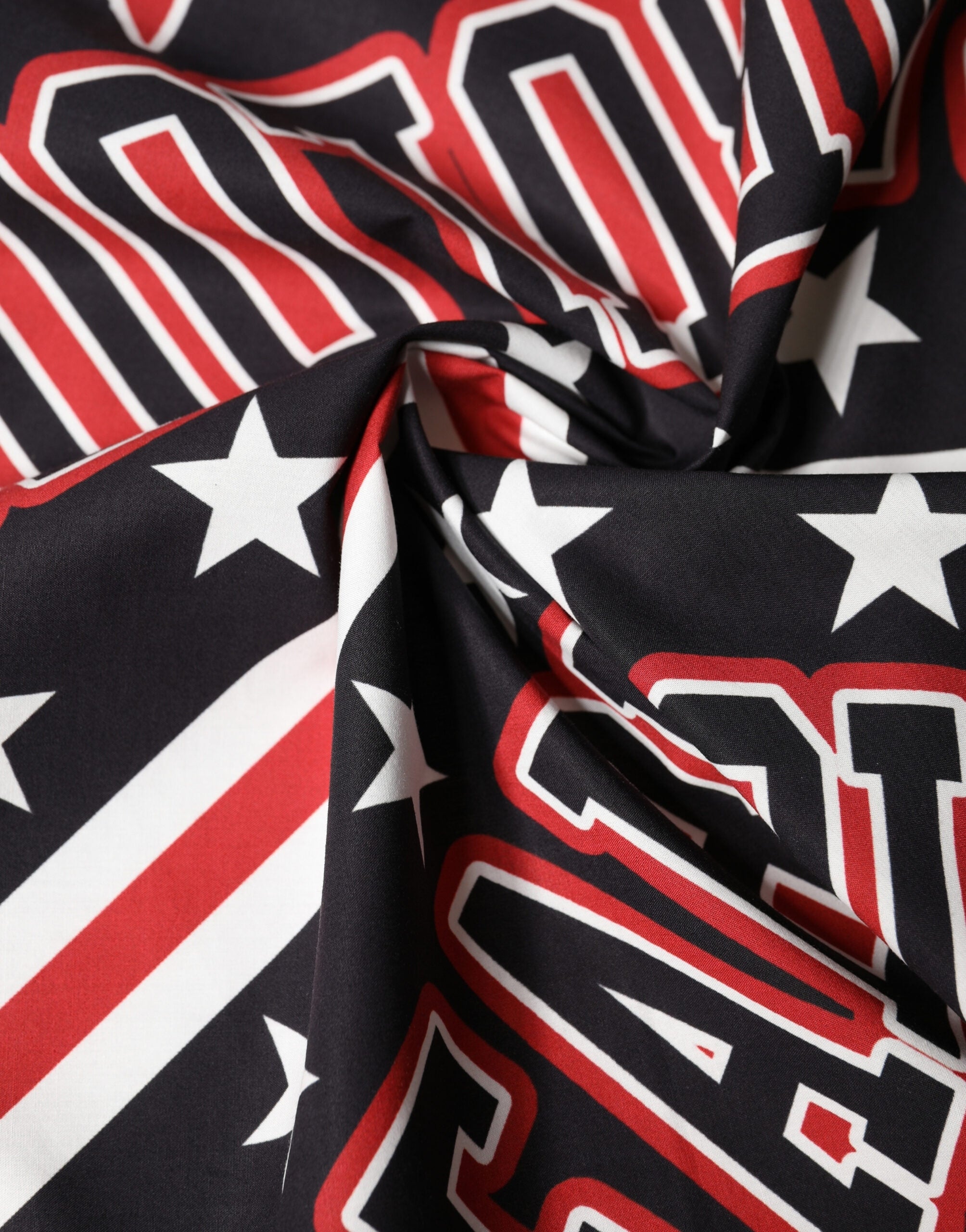 Black Red Panda Cotton Square Foulard 50.5cm x 50cm Scarf