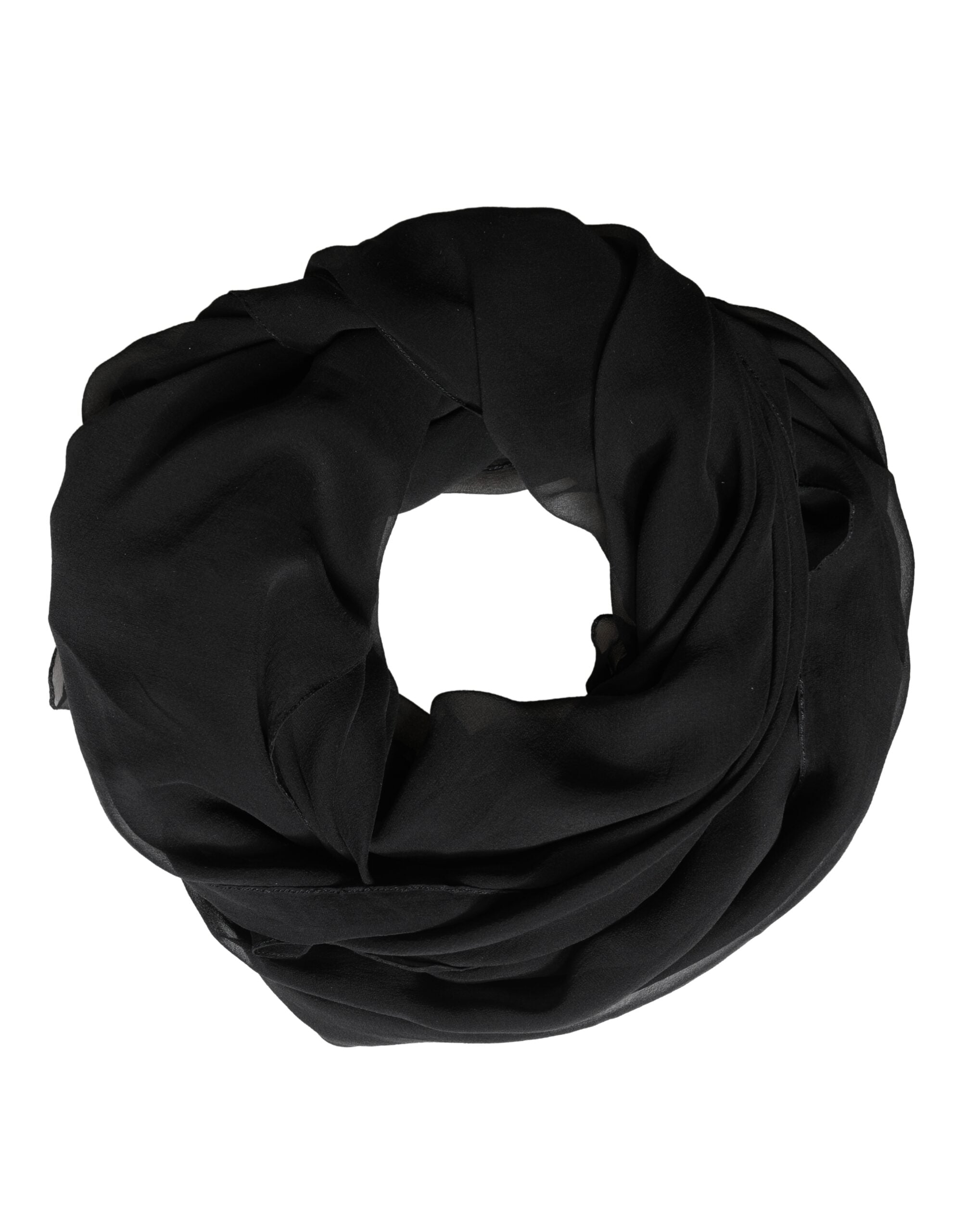 Black Silk Neck Wrap Shawl Stole 167cm x 126cm Scarf