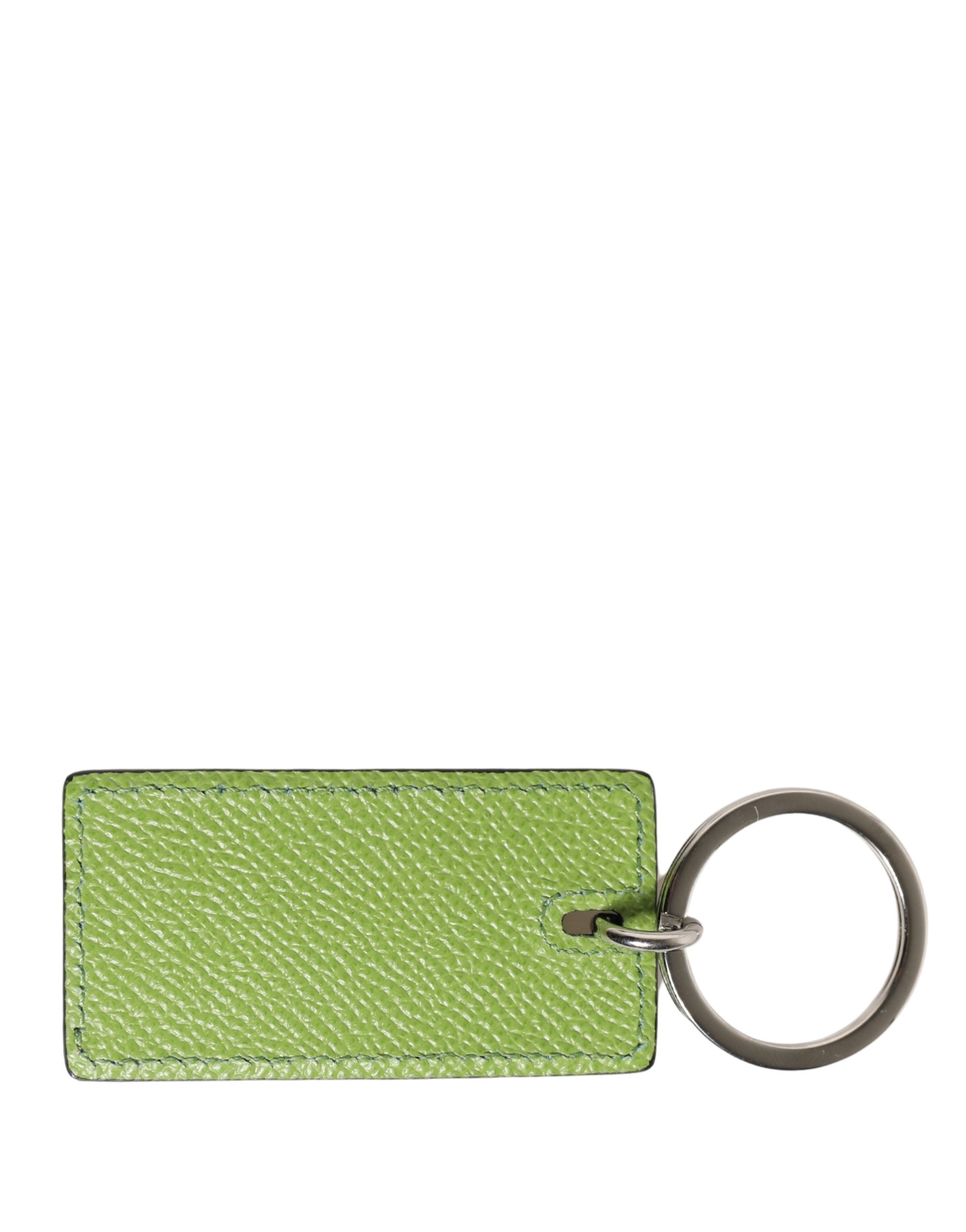 Green Calf Leather DG Logo Metal Ring Keyring Keychain