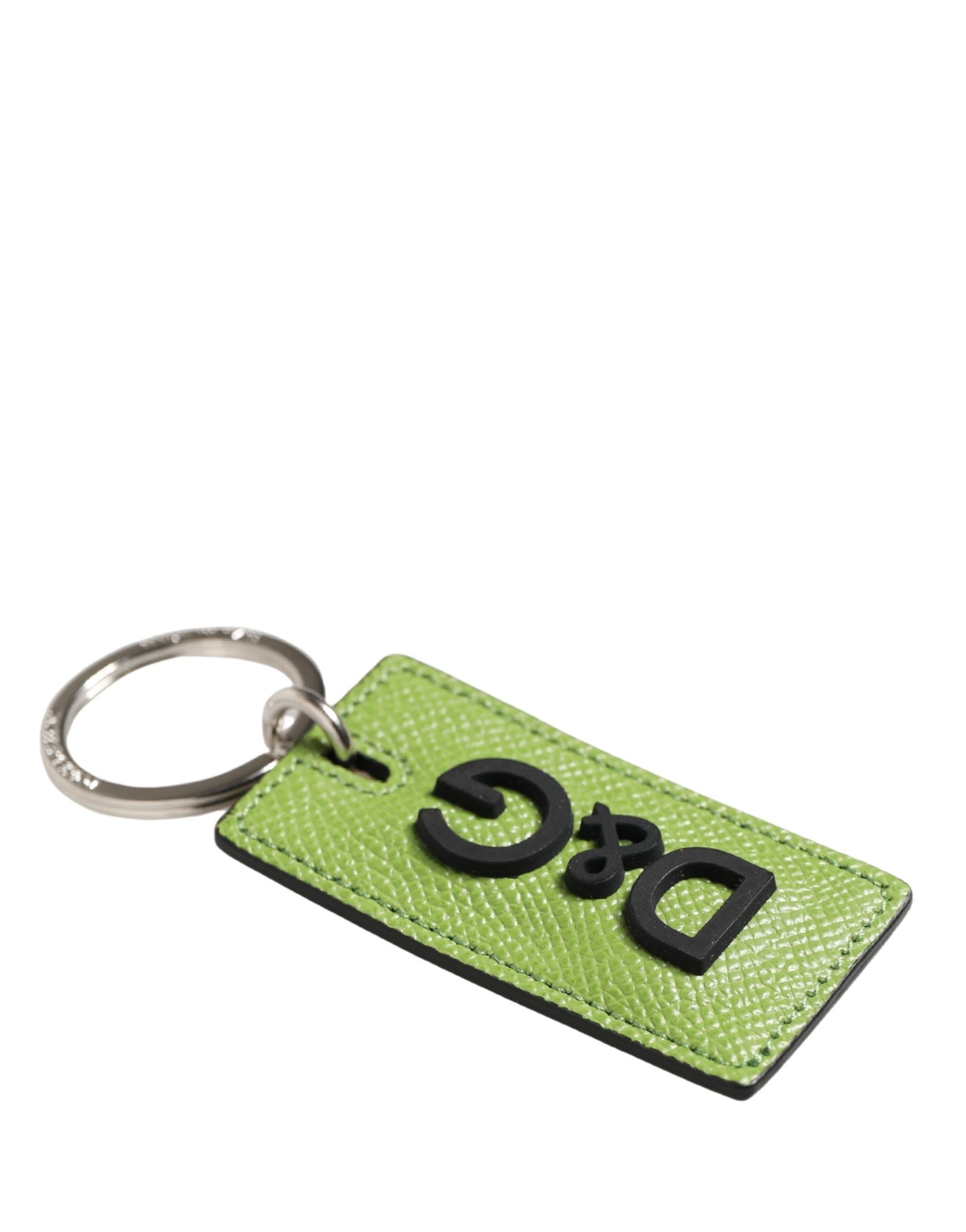 Green Calf Leather DG Logo Metal Ring Keyring Keychain