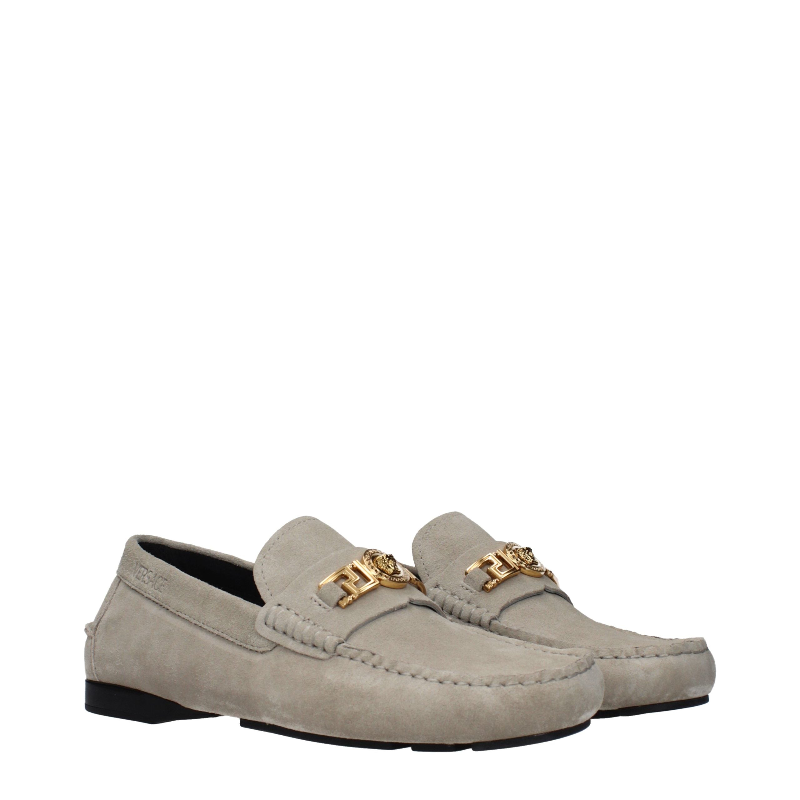 Gray Leather Slip-On Loafers