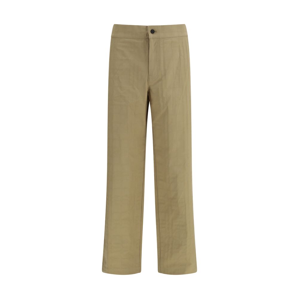 Beige Cotton Casual Pants