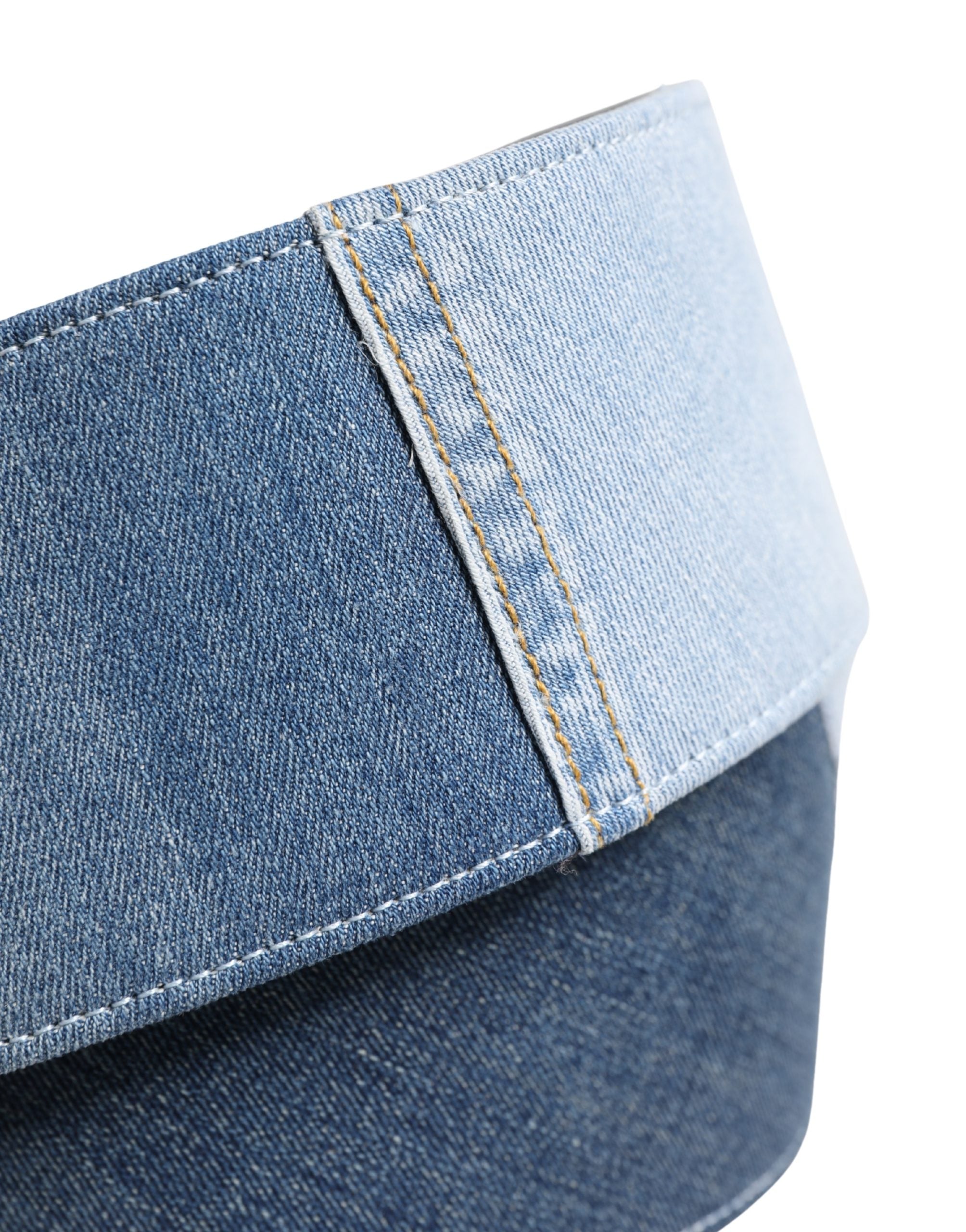 Blue Two Tone Denim Gold Metal Buckle Belt