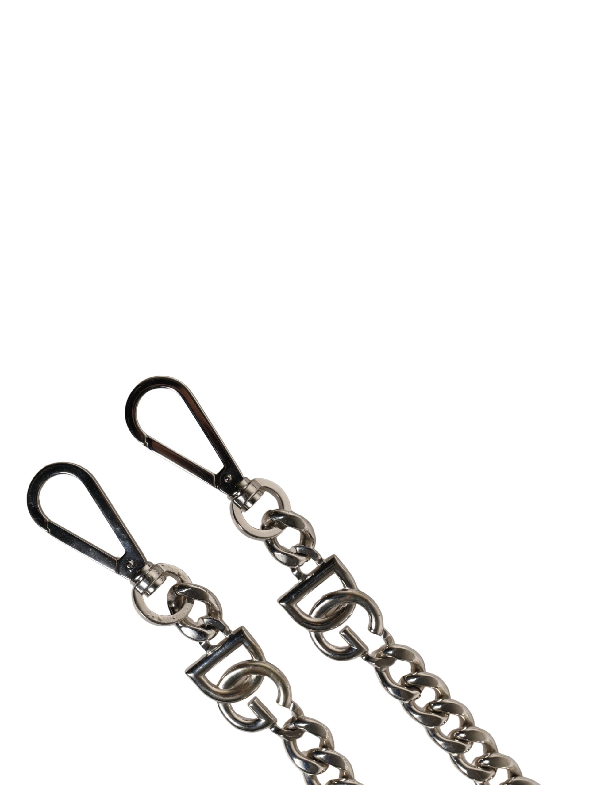 Black Leather Silver Chain Bag Accessory Shoulder Strap