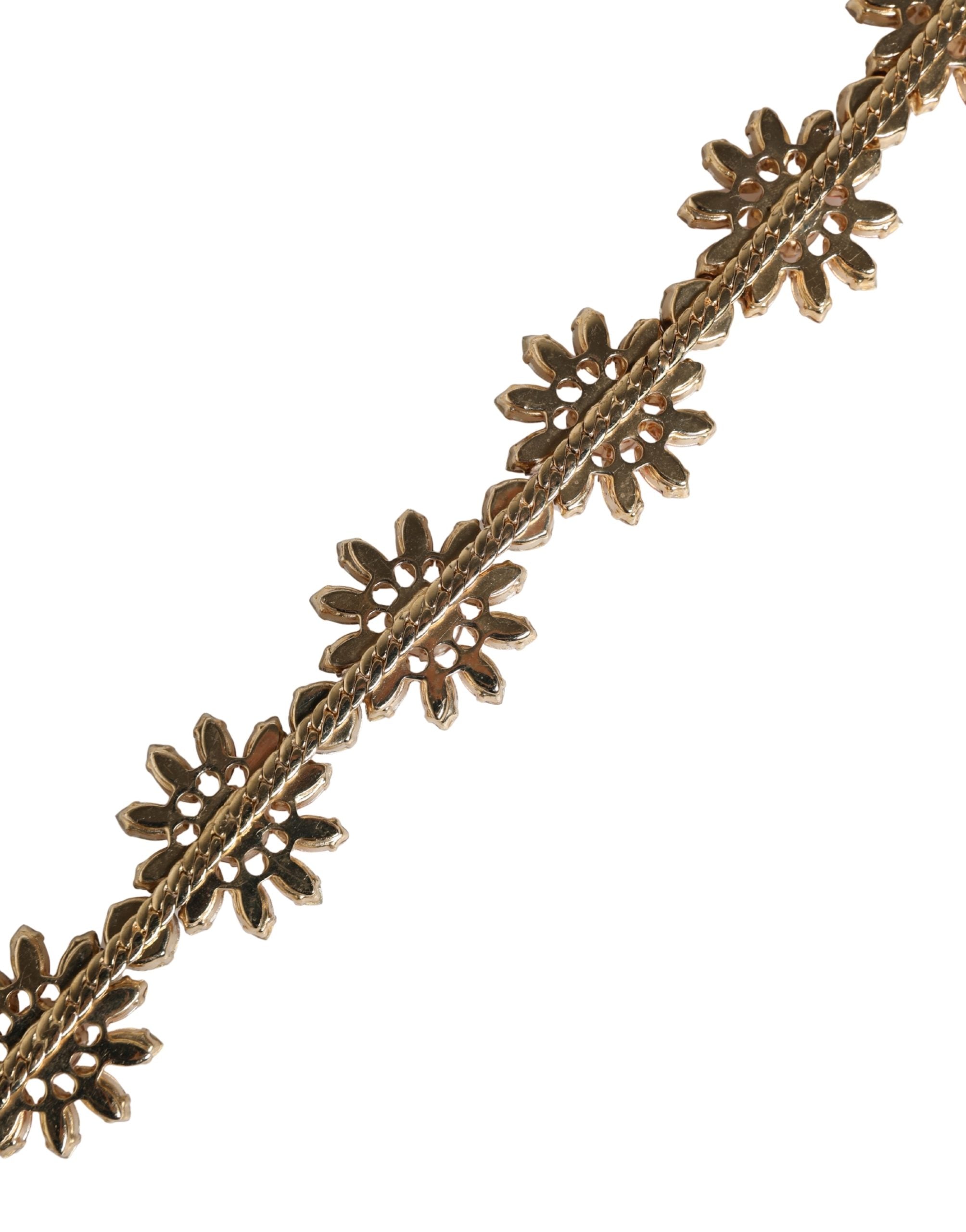 Red Leather Daisy Crystal Embellished Waist Belt