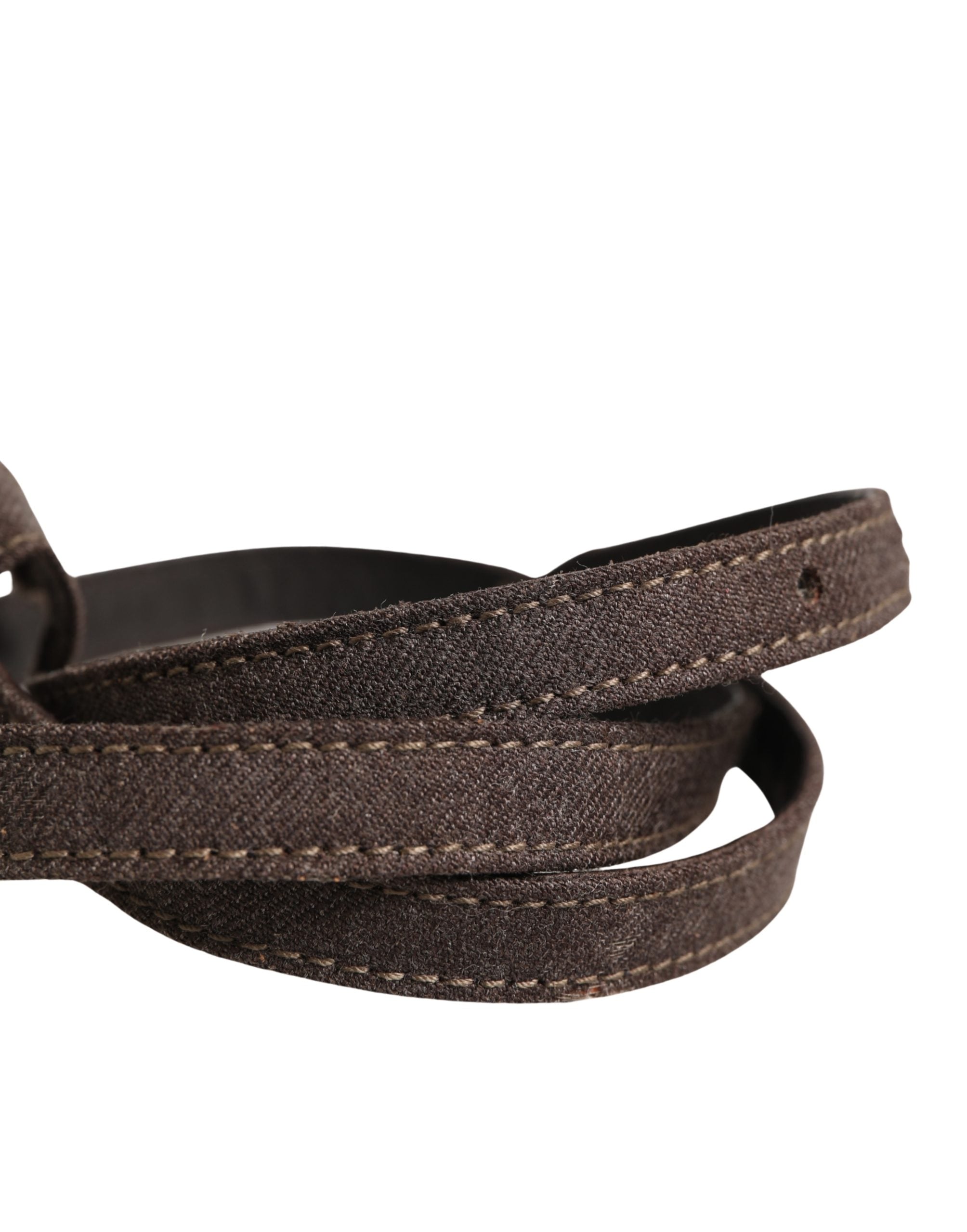 Dark Brown Wool Bow Embellished Buckle Belt