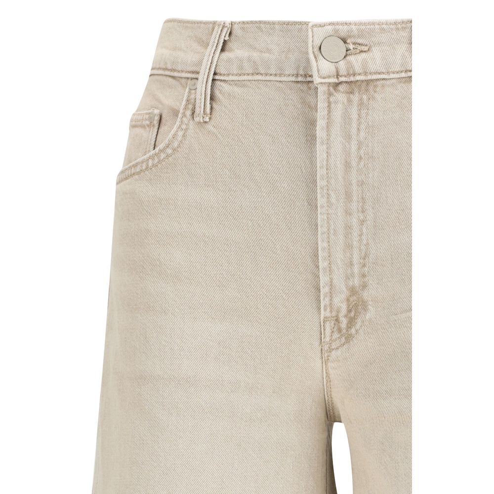 Beige Cotton Flared Jeans