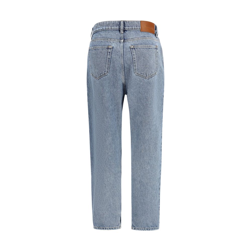 Blue Cotton Tapered Jeans