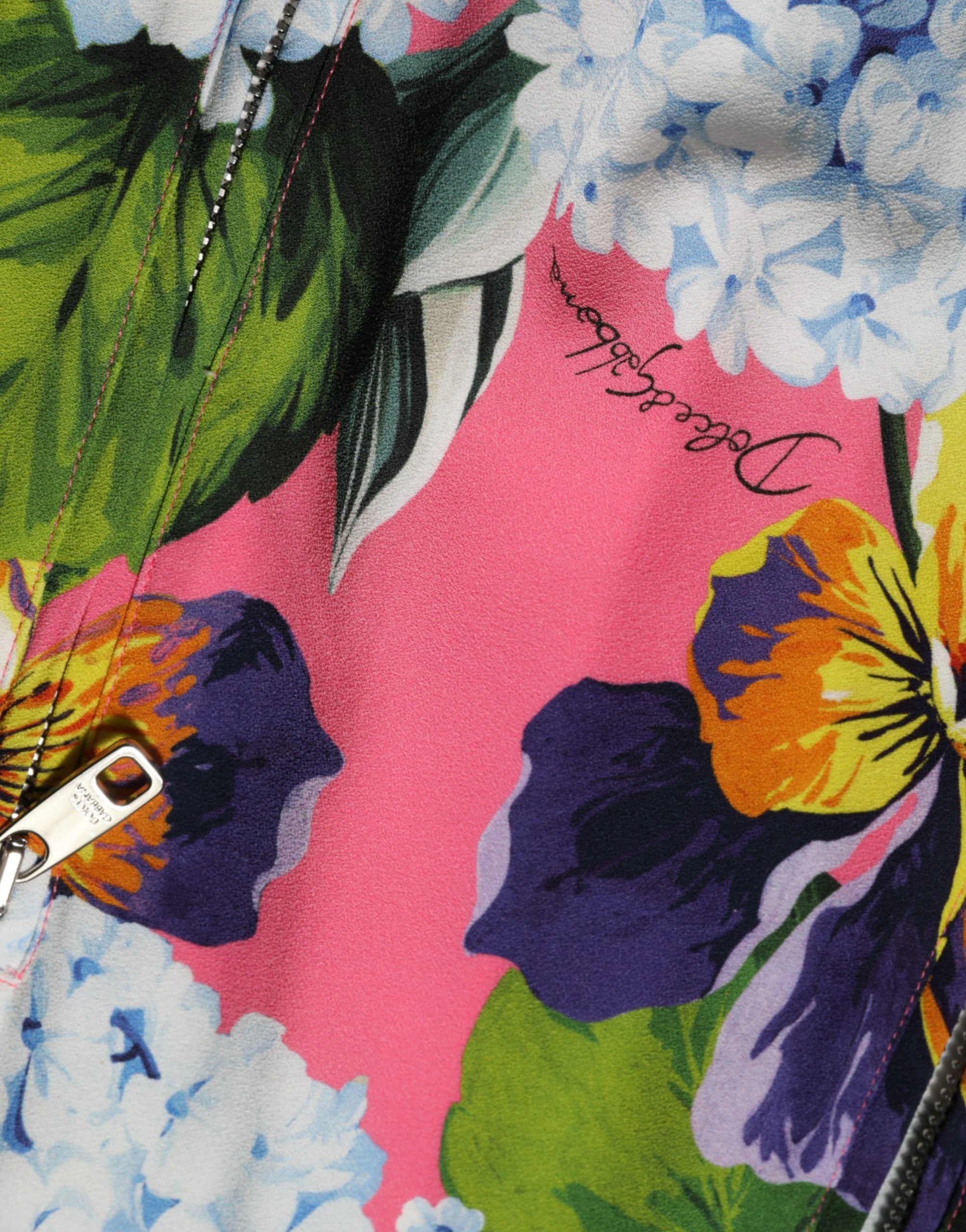 Multicolor Floral Print Zip Cardigan Jacket