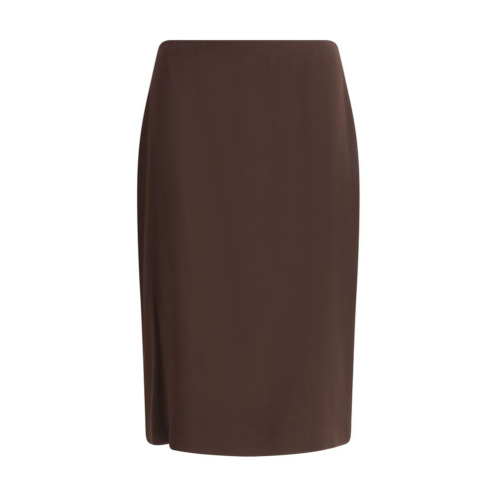 Brown Acetate Midi Skirt