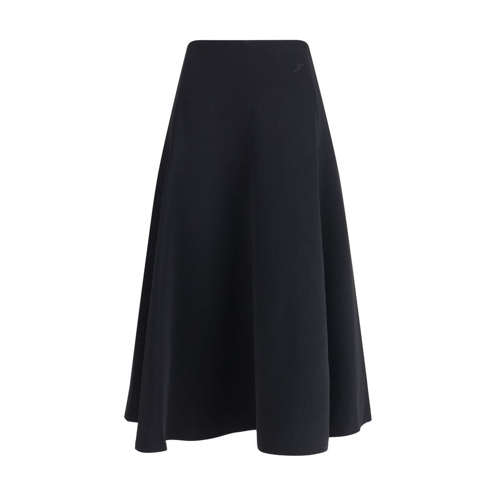 Black Cotton Midi Skirt