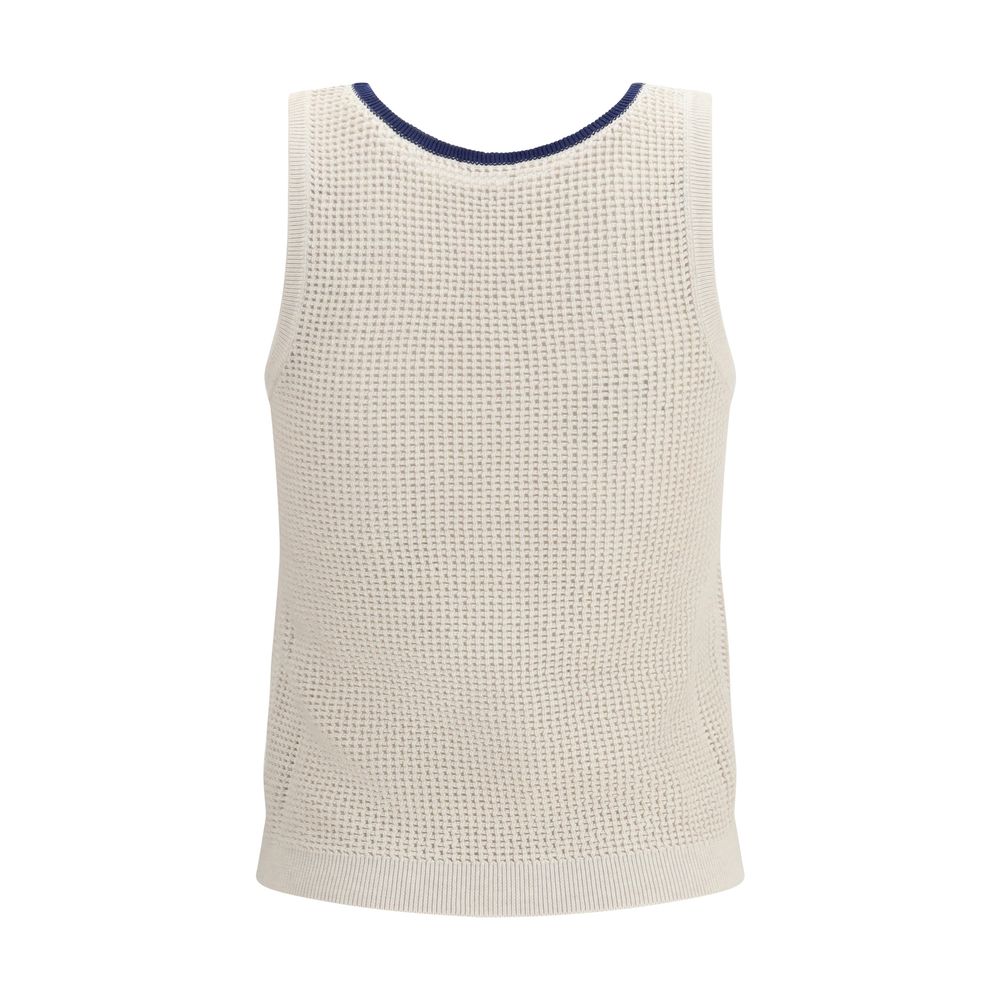 Beige Cotton Sleeveles T-Shirt