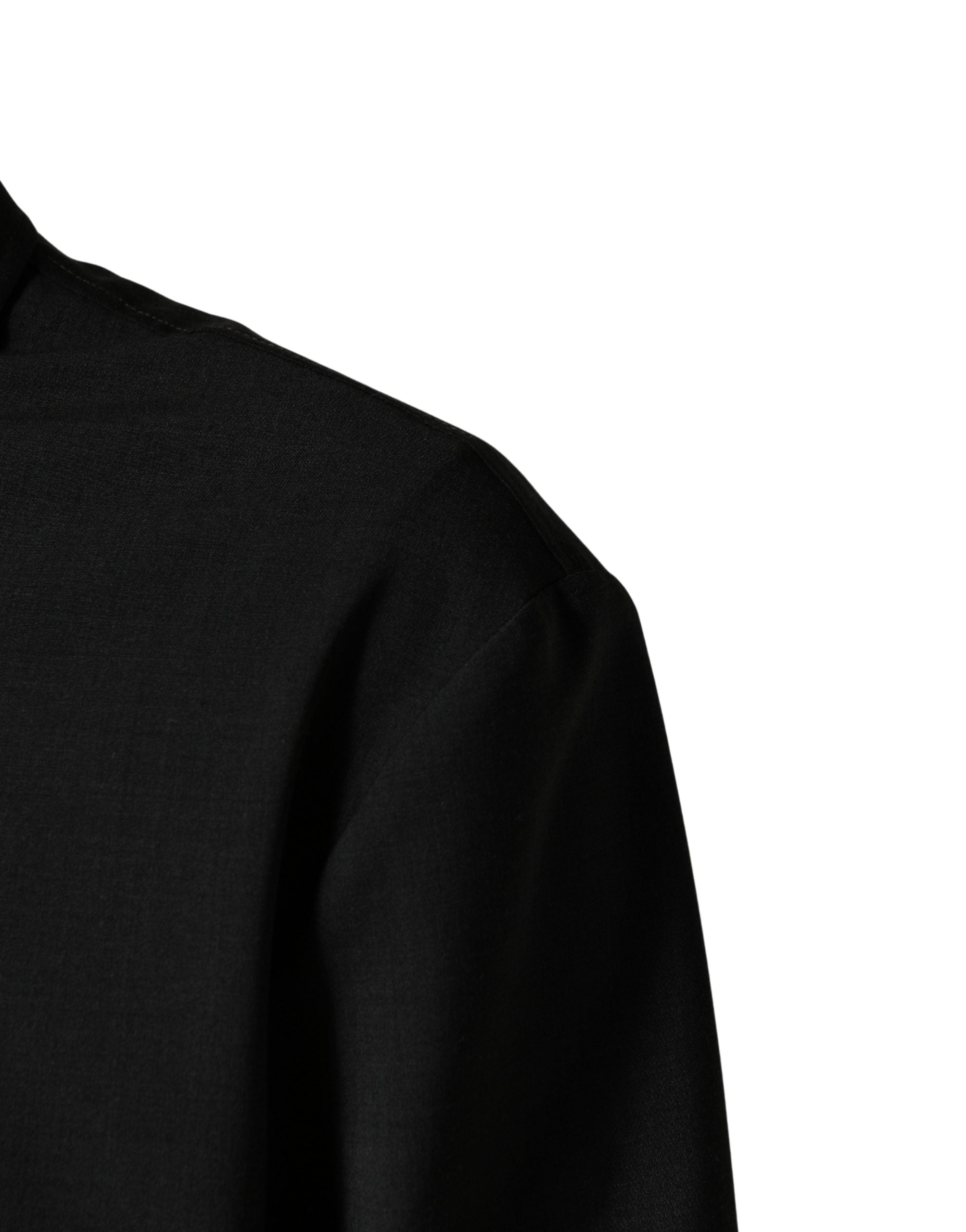 Black Wool Logo Full Zip Men Bomber Jacket