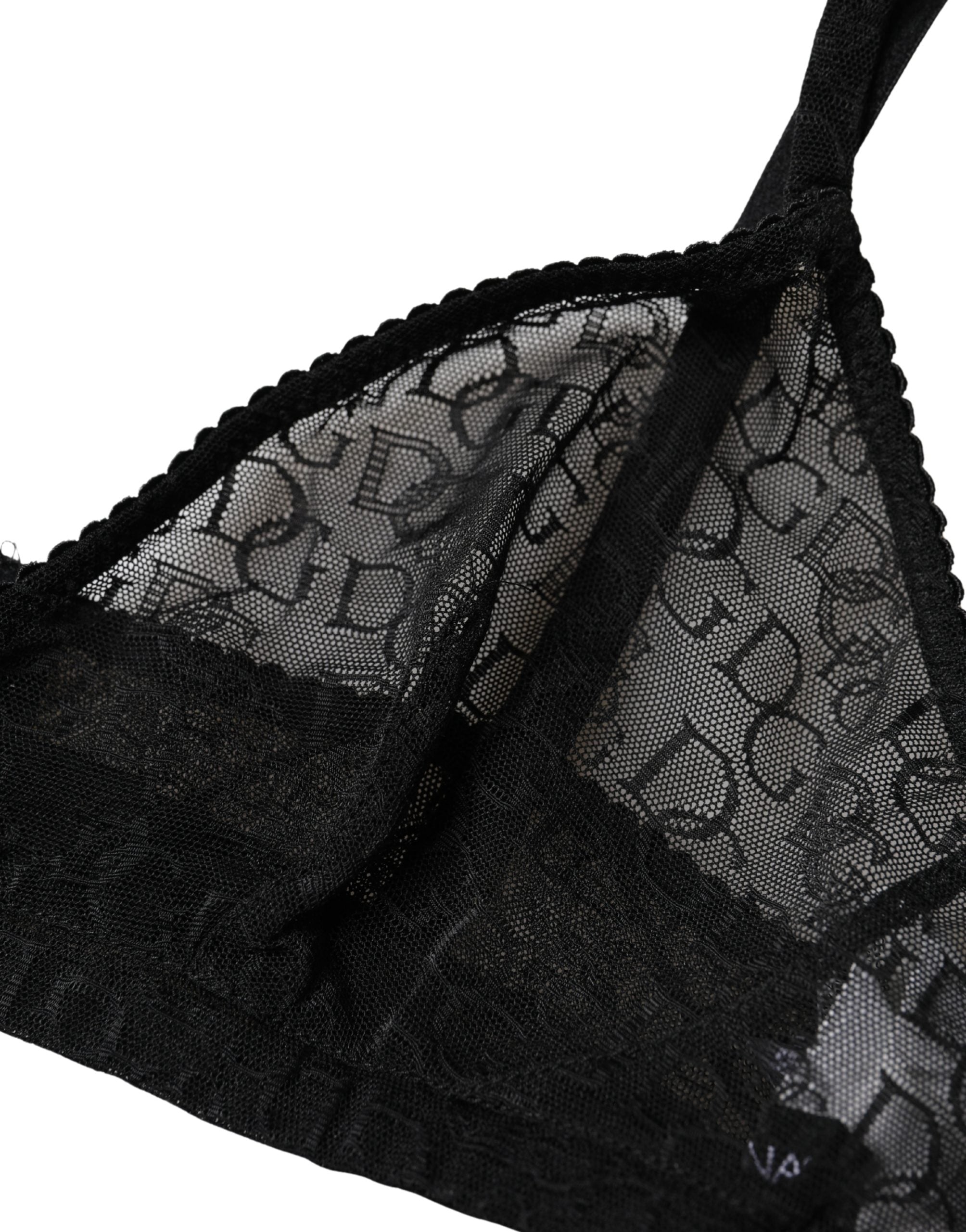 Black Logo Mania Sheer Soft Cup Bra Underwear